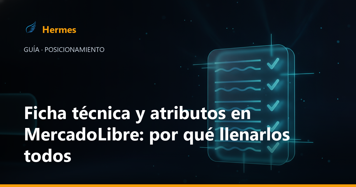 Formulario de ficha técnica y atributos de una publicación de MercadoLibre